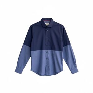 Moods of Norway Navy and Light Blue Button Down Shirt Men's Large